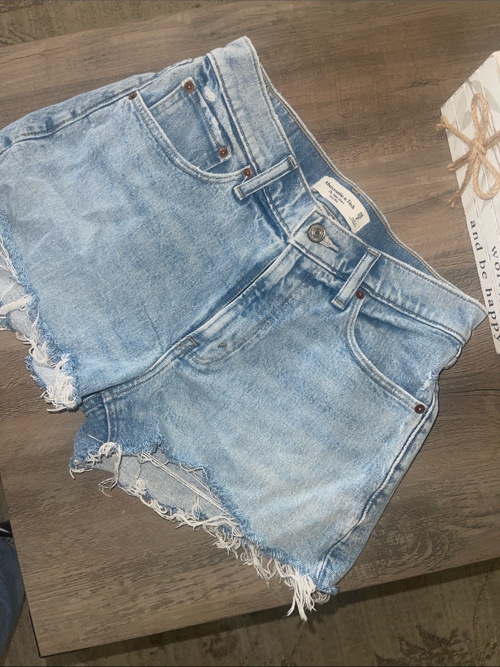 Abercrombie & Fitch Light Blue Distressed Denim Cutoff Shorts